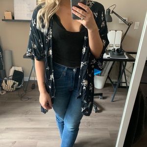 Billabong Black Floral Kimono